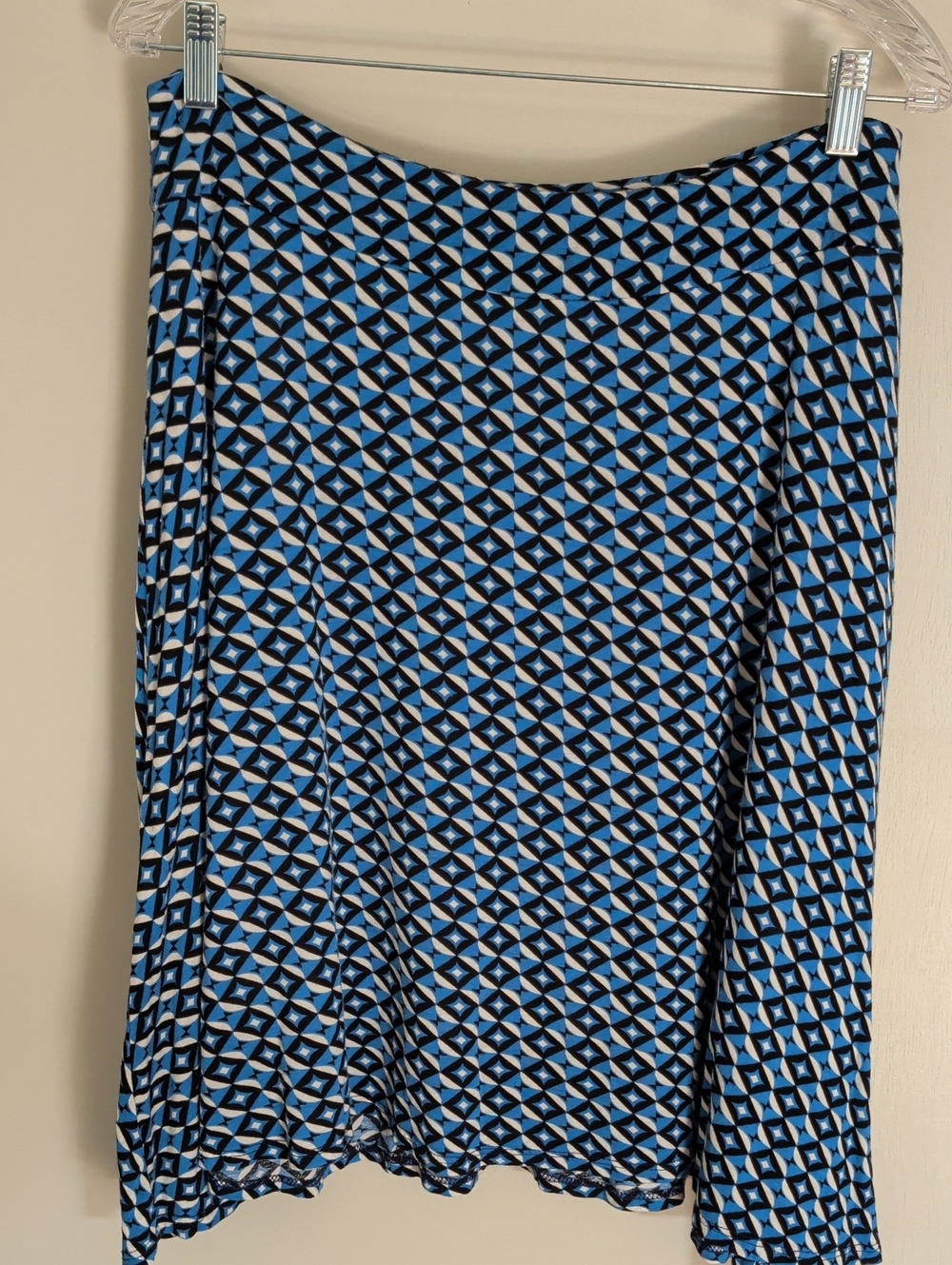Papermoon Blue and Black Patterned Skirt Size L